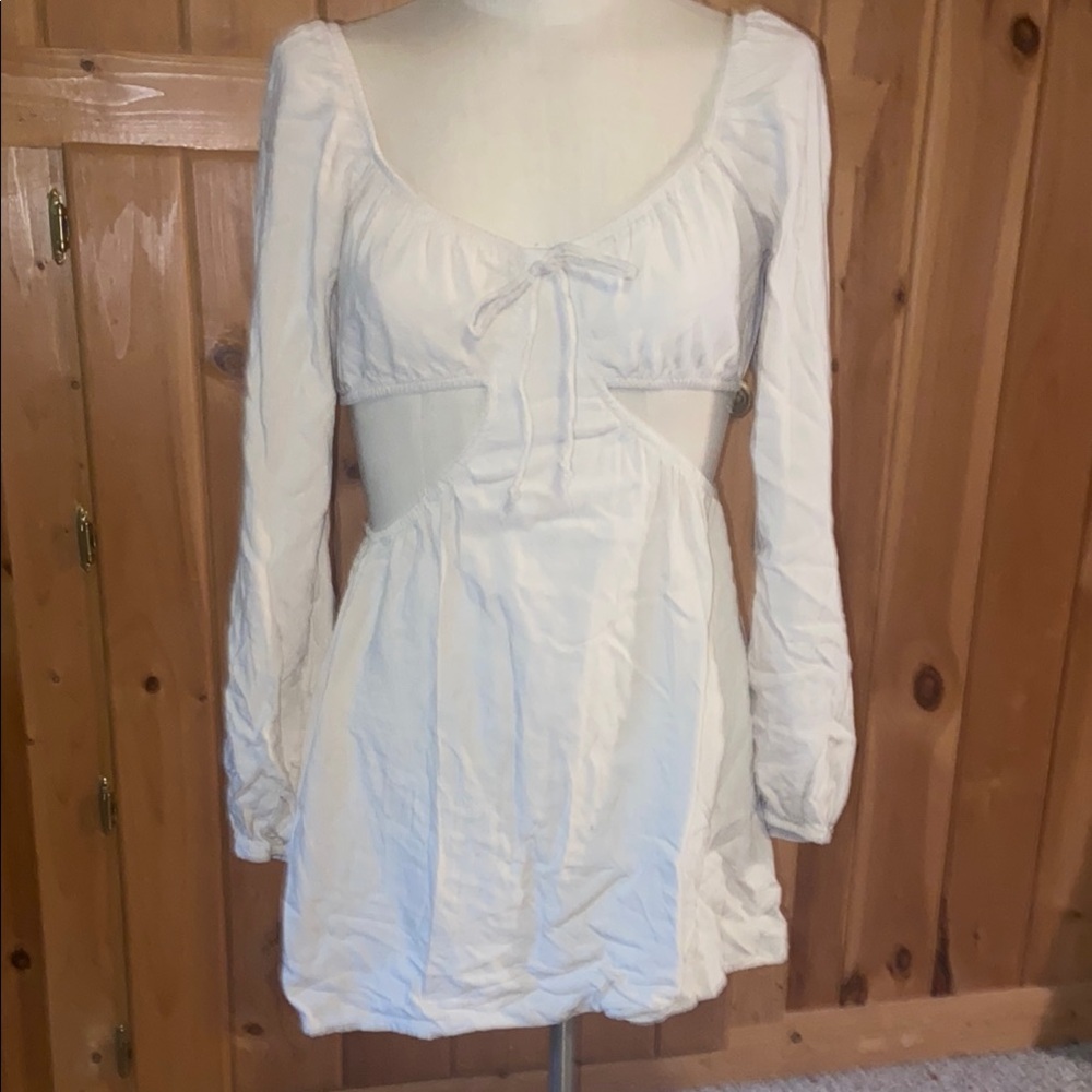 Wild Fable beige long sleeve Babydoll Dress with cutouts